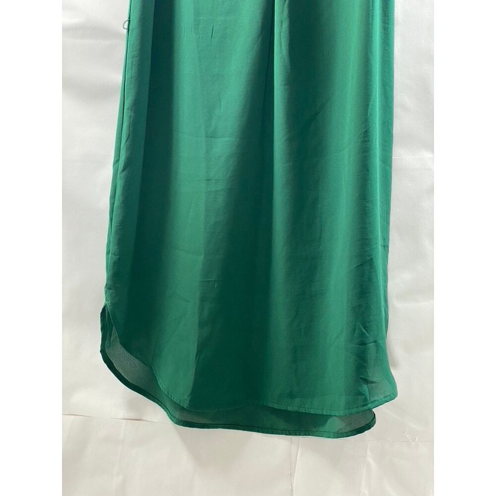 H&M Women's Forest Green V-Neck Semi-Sheer Round-Hem Mini Dress SZ 2 - Picture 6 of 11